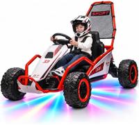 Wumagin 24V Kart Eléctrico Infantil, GoKart, 2 Motores, 3-8 Años, Rojo | Modo Drift, 8 km/h, Arnés de 5 puntos, marcha delantera/trasera, ruedas duraderas, LED, Bluetooth, Música