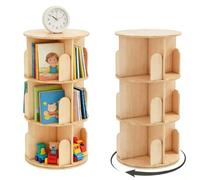 Wumagin Estantería Giratoria de 360 Grados, Estanteria Esquinera de Pie de Madera 3 Niveles y 12 Comportamientos, Organizador Multifuncional para Oficina, Salón, Estudio