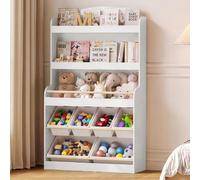 Wumagin estantería Infantil de almacenaje Juguetes para niños con estantería y 6 cestas de Juguetes extraíbles, 5 Niveles con Espacio de Almacenamiento para Juguetes (Blanco)