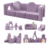 Wumagin Sofá infantil de 13 piezas, sofá modular para sala de juegos, sofá multifunción 13 en 1 para jugar, crear y dormir, sofá de interior para niños y niñas