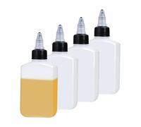 WUMUZAI Paquete de 4 botellas pequeñas de aceite para cocinar en campamento, 3.4 onzas, paquete de botellas dispensadoras de líquidos portátiles con tapa giratoria, botella de plástico para apretar,
