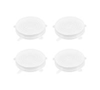 WUMUZAI Paquete de 4 tapas elásticas de silicona reutilizables de 11,5 cm, cubiertas de silicona para almacenamiento de alimentos, tapas elásticas universales para contenedores de productos, cubierta