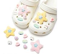 WUMZIRA 10 Piezas Pins para de Estrella de Felpa, Adornos para Zapatos y Zuecos, Accesorios Coloridos Estilo Dopamina para Niños y Adultos, Decoración Suave con Botón de Fácil Instalación