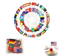 WUMZIRA 100 Piezas Banderas del Mundo en Palillos de Dientes, Palillos para Cócteles de Países Surtidos para Decoración de Fiestas, Eventos Deportivos, Pasteles y Sándwiches