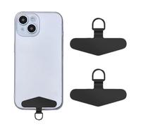 WUMZIRA 2 cadenas para teléfono móvil, almohadillas universales de acero inoxidable, parche multifuncional para teléfono móvil, cadena universal para teléfono móvil, parche para Negro