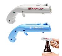 WUMZIRA 2 PCS Abrebotellas Pistola para Cerveza, Abridor de Botellas Cap Gun Divertido con Lanzador de Chapas, Gadgets Originales para Fiestas, Bar y Regalos de Fútbol (Azul y Blanco)