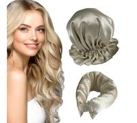 WUMZIRA 2 pcs set Rizador Pelo Sin Calor, Rizadores de Pelo Sin Calor Para Cabello Largo, Lazy Curler Set, Rizadores de Ondas Con Diadema Suave Para Dormir, Silk Herramientas de Peinado - Caqui