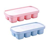 WUMZIRA 2 Piezas Cubiteras para Hielo de Silicona con Tapa, Moldes para Cubitos de Hielo de Grado Alimentario para Bebidas, Whisky y Cócteles, 8 Cavidades, Pack de Azul Hielo y Rosa Melocotón