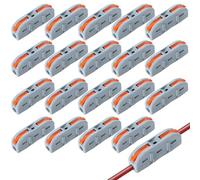 WUMZIRA 20 Piezas Conectores Eléctricos Rápidos con Orificio de Montaje, Empalmes Cables Eléctricos de Palanca 1 Entrada 1 Salida, Clemas Eléctricas para Cables Flexibles y Rígidos 28-12 AWG, Naranja