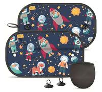 WUMZIRA Parasol Coche Bebé con Protección UV, Pack de 2 Protector Solar Ventana Lateral Coche Niños, Cortina Coche Infantil con Diseño de Pájaros Espaciales 50x30cm para Ventanillas Traseras
