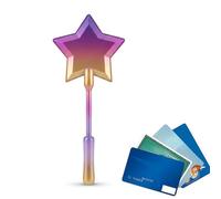 WUMZIRA Varita Mágica para Tarjeta de Crédito, Soporte de Pago sin Contacto en Forma de Estrella, Porta Tarjetas Contactless Diseño 3D Color Arcoíris, 30cm, Regalo Divertido y Original