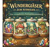 Wundergläser zum Ausmalen - Ein verzaubertes Kuriositätenkabinett: Magisches Malbuch für Erwachsene und Teens mit Kristallen, Pilzhäusern, Fantasy ... Miniwelten im Dark Academia Stil