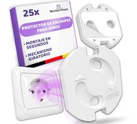 WunderHippo 25x Protector de Enchufes para Bebés - Tapas de Seguridad Infantil para Enchufes - Protectores de Enchufes con Giro - Protección para Bebés en el Hogar - Seguridad en Casa