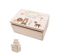 wunderwunsch - Caja de recuerdos personalizada para bebé con impresión UV de alta calidad (corona de flores, tapa plegable XS)