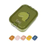 wunderwunsch TRIXIE Fiambrera de acero inoxidable con diseño de animales personalizados, personalizable con tu nombre deseado, para escuela, guardería, como regalo para niños para la escolarización