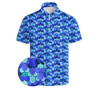 wunjqen Polos de golf para hombre, divertidos, de secado rápido, que absorben la humedad, de rendimiento, camisas polo de manga corta, Azul (CRAZY BLUE), Large