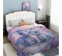 WunM Studio Manta de Polar para Sofá,Reversible,Ligera y Ultra Suave,Manta de Cama de Felpa Cálida con Patrón Dinosaurios asombrosos Decorativo,Paisaje Forestal,Púrpura,155×220CM