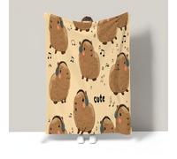 WunM Studio Manta de Polar para Sofá,Reversible,Ligera y Ultra Suave,Manta de Cama de Felpa Cálida con Patrón Animales Lindos capibaras Decorativo,Notas Musicales y Palabras,Rubor,135×160CM
