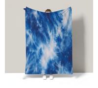 WunM Studio Manta de Polar para Sofá,Reversible,Ligera y Ultra Suave,Manta de Cama de Felpa Cálida con Patrón Nebulosa Azul Decorativo,Patrones Tie-Dye misteriosos y de ensueño,Índigo,155×220CM