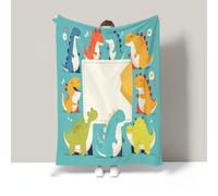 WunM Studio Manta de Polar para Sofá,Reversible,Ligera y Ultra Suave,Manta de Cama de Felpa Cálida con Patrón Lindo Dinosaurio de Dibujos Animados Sonriente Decorativo,Animal,Índigo,135×160CM