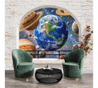 WunM Studio Papel Pintado Panorámico Ciencia ficción espacial realista,Fotomural Tierra,Papel Pintado Tejido No Tejido No Autoadhesivo,Decoración de Pared para Dormitorio,400x280cm