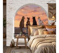 WunM Studio Papel Pintado Panorámico Instagram de sanación,Fotomural Animales sanadores Gatos,Papel Pintado Tejido No Tejido No Autoadhesivo,Decoración de Pared para Dormitorio,300x210cm