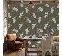 WunM Studio Papel Pintado Panorámico koala, animal dessin animé,Fotomural Koala y rama de árbol Papel Pintado Tejido No Tejido No Autoadhesivo Decoración de Pared Salón/Dormitorio,400x280cm