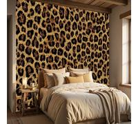 WunM Studio Papel tapiz animales salvajes 350x256cm tejido no tejido (TNT) Pantalla Clásico estampado de leopardo con un toque salvaje Moderna Decoración De Pared Sala Cuarto Oficina,marrón