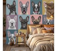 WunM Studio Papel tapiz fotográfico Animales graduales Bulldog francés 250x175cm tejido no tejido Fondo De Pantalla XXL Moderna Decoración De Pared Sala Cuarto Oficina Salón Vistoso