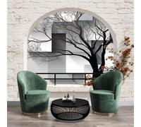 WunM Studio Papel tapiz fotográfico muro de Árbol geométrico abstracto 200x140cm tissu non tissé Fondo De Pantalla XXL Moderna Decoración De Pared Sala Cuarto Oficina Salón,Plantas de silueta