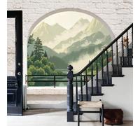 WunM Studio Papel tapiz fotográfico muro de Paisaje de montaña tranquilo 184x127cm tissu non tissé Fondo De Pantalla XXL Moderna Decoración De Pared Sala Cuarto Oficina Salón,Árboles y lagos