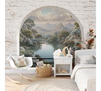 WunM Studio Papel tapiz fotográfico muro de Paisaje envejecido al estilo Wabi-sabi 250x175cm tissu non tissé Fondo De Pantalla XXL Moderna Decoración De Pared Sala Cuarto Oficina Salón,Lago Rocoso