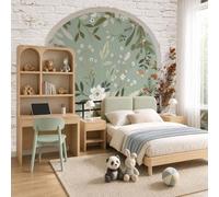 WunM Studio Papel tapiz fotográfico muro de ramas grises 184x127cm tissu non tissé Fondo De Pantalla XXL Moderna Decoración De Pared Sala Cuarto Oficina Salón,Plantas con flores y bayas