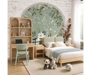 WunM Studio Papel tapiz fotográfico muro de ramas grises 184x127cm tissu non tissé Fondo De Pantalla XXL Moderna Decoración De Pared Sala Cuarto Oficina Salón,Plantas con flores y bayas
