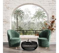 WunM Studio Papel tapiz fotográfico muro de selva tropical 300x210cm tissu non tissé Fondo De Pantalla XXL Moderna Decoración De Pared Sala Cuarto Oficina Salón,palmeras