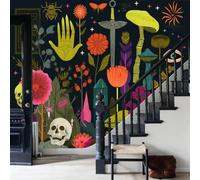 WunM Studio Papel tapiz fotográfico Plantas góticas sombrías 200x140cm Fondo De Pantalla XXL Moderna Decoración De Pared Sala Cuarto Oficina Salón,Grulla de animal Champiñón