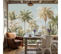 WunM Studio Papel tapiz fotográfico Plantas tropicales nórdicas sur Instagram plátano y flores 368x254cm Fondo De Pantalla Decoración De Pared Sala Cuarto Oficina Salón,Papel Pintado Tejido No Tejido