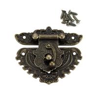 WUNZILO 1 PCS Estilo de enganche antiguo grabado de bronce vintage diseño bronce antiguo joyería de madera hebilla candado pequeño joyero maleta o muebles, XL