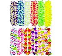WUNZILO 12 Pcs Cadenas de Flores Hawaianas Collar de Cadena Hawaiana, Lei de Flores Tropicales Luau para Vestido, Fiesta Hawaiana Decoración de Mallorca Accesorios de Fiesta de Cumpleaños