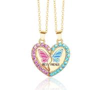 WUNZILO 2 piezas Adorables Collares, Best Friends Collares con Colgante de Corazón, Collar de la Amistad con Cristal, San Valentín Joyería de Amistad para Mujeres Niñas Madres Amigos Hermanas
