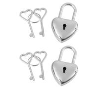 WUNZILO 2 Piezas Candado Decorativo con Llave en Forma de Corazón Candados de Metal con Forma de Corazón Estilo Vintage Candado de Corazón, para San Valentin, Regalos Aniversario pareja, Joyeros