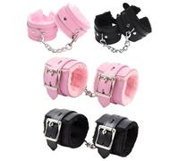WUNZILO 2 Sets de Esposas y grilletes Set, PU Esposas de Cuero para Role Play, Accesorio para Disfraces, Boda, Despedida de Soltero, Juego Erótico para Parejas Adultas, Regalo para San Valentín