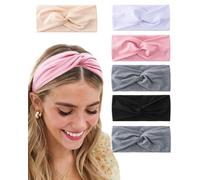 WUNZILO 6 pcs Banda de Pelo Mujer Venda de Pelo Elástica Turbantes MujerVariados Cinta para Pelo de Cabeza de Algodón Diademas de Mujer de Nudo (6 colores)