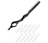 WUNZILO juego de 11 piezas Cuchilla de Afeitar de Peinado de Pelo Peine de Adelgazar Cabello Peine de Afeitar de Corte de Texturización de Pelo con Navajas de Repuesto de Acero Inoxidable (negro)