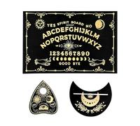 WUNZILO Tablero Ouija de Madera con Plancheta y Soporte Lunar, para Adivinación y Decoración de Halloween, Juego de Tabla Ouija Grande, Comunicación Espiritual y Suministros de Altar de Bruja