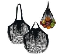 WUODHTW 2pcs Cotton Mesh Grocery Bags String Bag Net Shopping MeshTote Bags | Reusable Washable Mesh Produce Bags, Foldable Long Handle Eco Net Tote for Fruit, Vegetables and Farmers Market Shopping