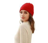 WUODHTW Beanie Hat for Men Women, Wool Fisherman Beanies, Cuffed Knit Warm Winter Hats Skull Cap Ski Cap for Outdoor (Red)