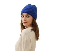 WUODHTW Beanie Hat for Men Women, Wool Fisherman Beanies, Cuffed Knit Warm Winter Hats Skull Cap Ski Cap for Outdoor (Blue)