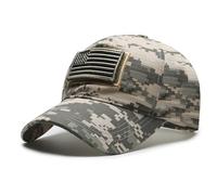 WUODHTW Gorra de Béisbol para Hombre y Mujer, Bandera de Estados Unidos, Malla de Camuflaje, Táctica para Operador Militar, Tiro y Caza, Gris 1, Talla Única