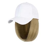 WUODHTW Gorra de béisbol para mujer con extensiones de pelo, lacio, corto, estilo bob, peluca ajustable de 14 pulgadas con lengua de pato